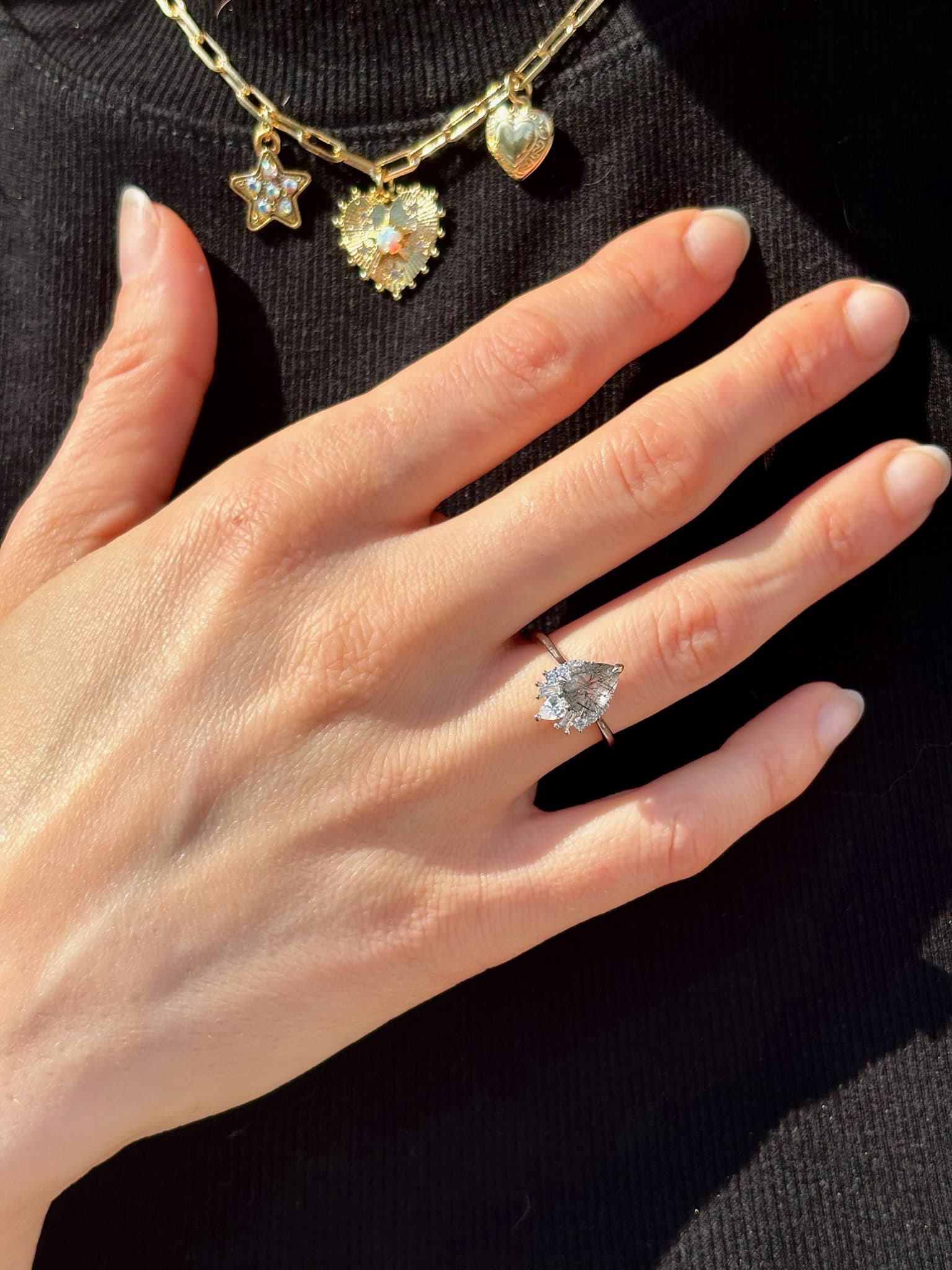 Black Rutilated Quartz Ring