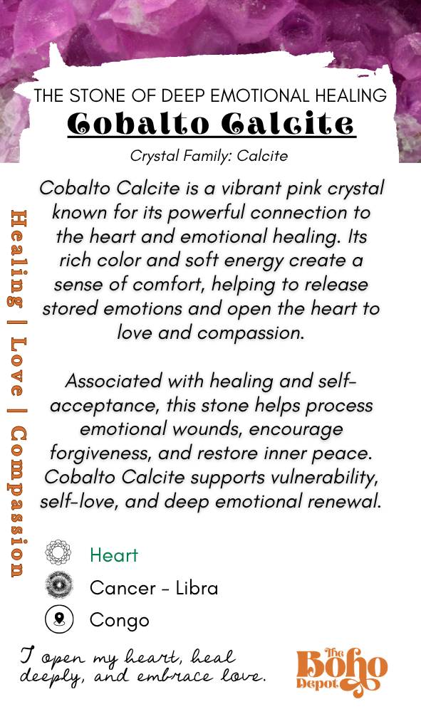 Cobalto Calcite Crystal ID Card