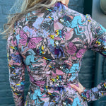 zoomed-in view of fantasy centaur on boho organic cotton long sleeve shirt