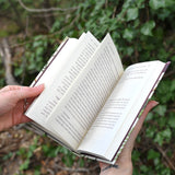 Someone holding the "The House Witch" book, showing off its pages.