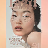 The Rose Gold Stardust Speckles Makeup Patches on peach colored background.