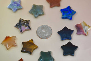 Crystal Gemstone Stars on pale orange background