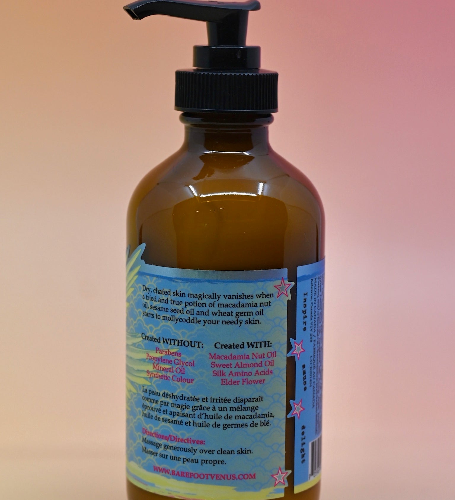 The back of the Coconut Kiss Body Cream Moisturizer bottle.