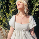Striped Puff-Sleeve Maxi Dress