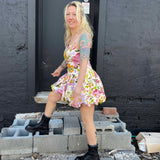 Floral Print Bubble Skirt Mini Dress