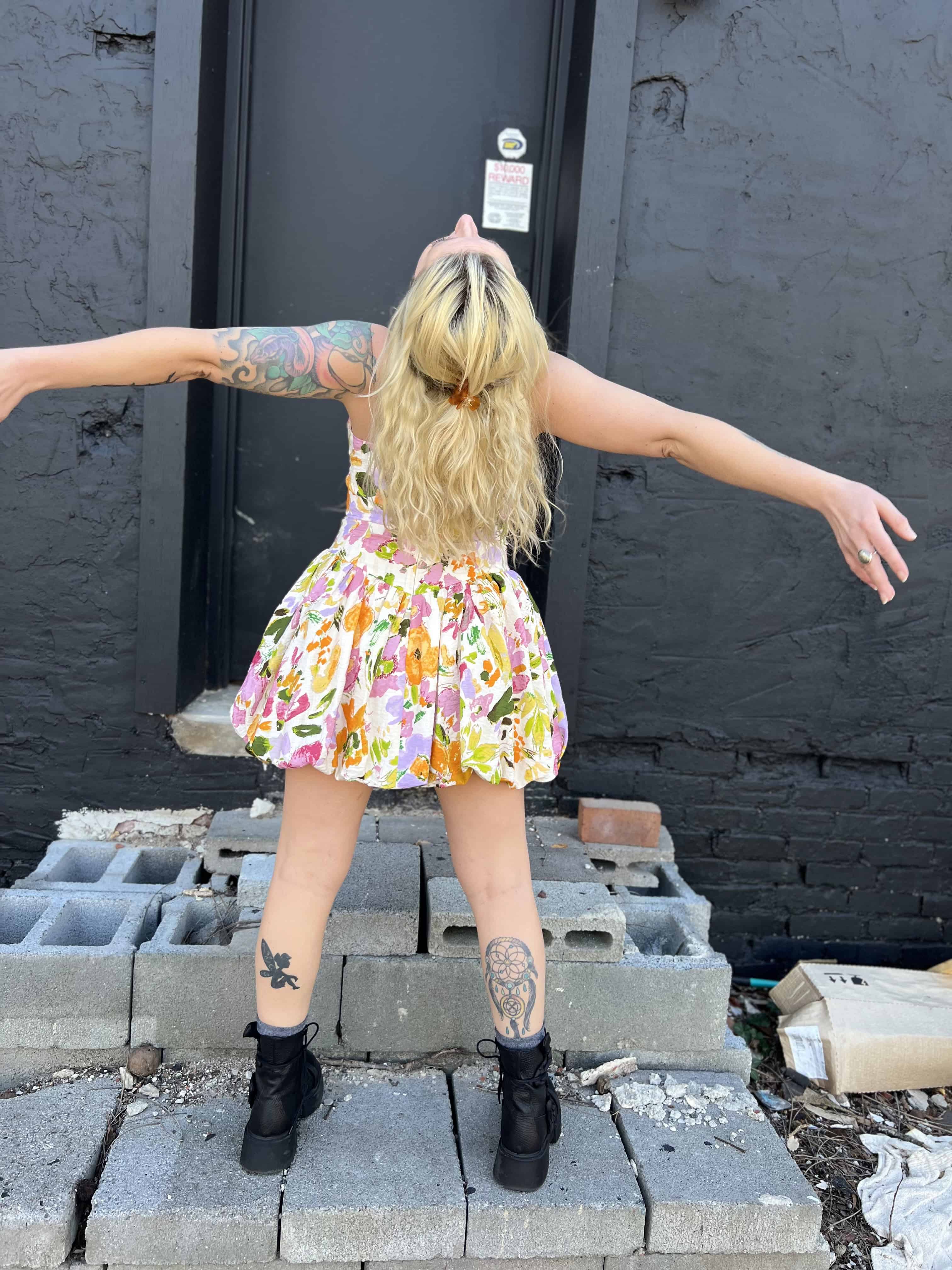 Floral Print Bubble Skirt Mini Dress