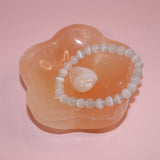 Peach Selenite Flower Bowls 10cm