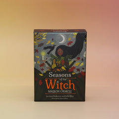 The Seasons of the Witch - Mabon Oracle Card Deck on a pink and yellow background.