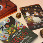 The Seasons of the Witch - Mabon Oracle Card Deck on a pink and yellow background.
