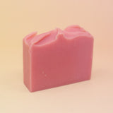 The Good Witch Wicked Themed 4 oz Bar Natural Soap on a pink and yellow background.
