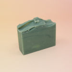 The Wicked Witch Wicked Themed 4 oz Bar Natural Soap on a pink and yellow background.