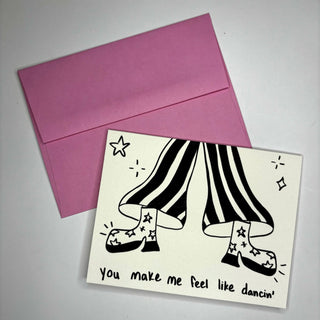 The Like Dancin' Friendship Greeting Card on a gray background.