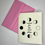 The Moon Phase Congrats Greeting Card on a gray background.