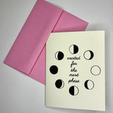 The Moon Phase Congrats Greeting Card on a gray background.