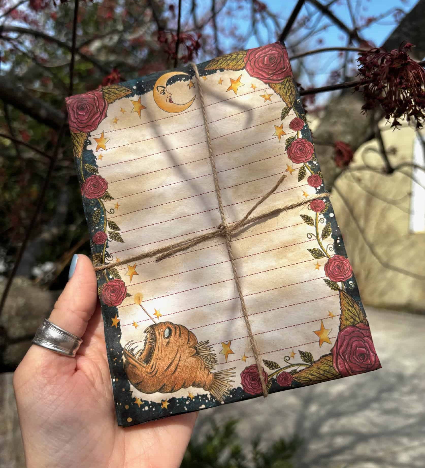 Handmade Magical Moon and Anglerfish Stationery