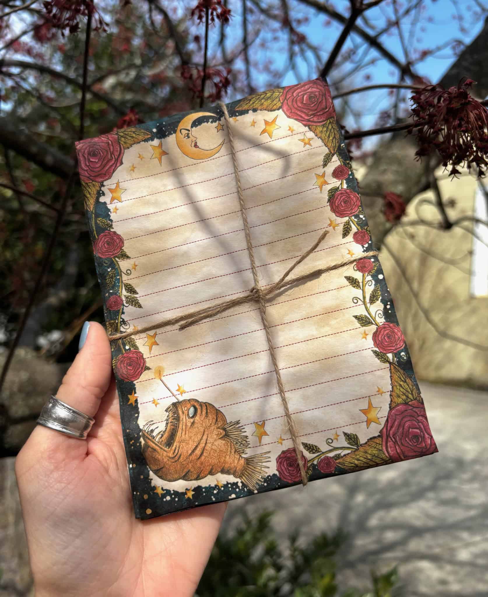 Handmade Magical Moon and Anglerfish Stationery