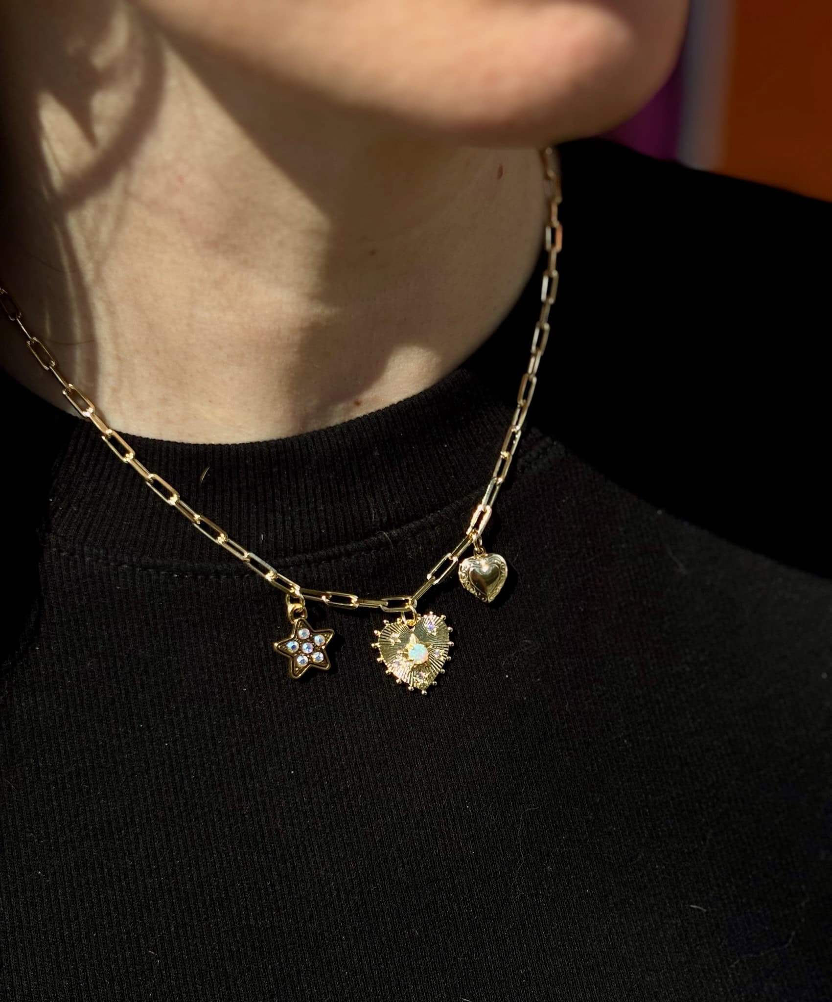 Sweetheart Opal Charm Necklace