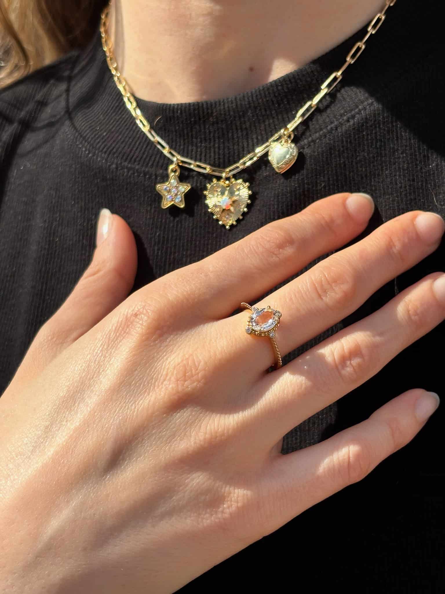 Sweetheart Opal Charm Necklace