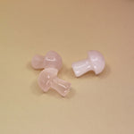 3 Mini Crystal Gemstone Mushrooms on orange background
