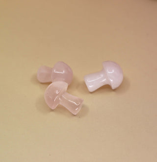 3 Mini Crystal Gemstone Mushrooms on orange background
