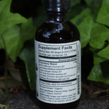 The back of the Cerebrum - Nootropic + Cognitive Support Tonic on a concrete surface in front of ivy.