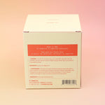 The back of the Smoked Cherry - HI-FI Soy Wax Candle box on a pink and yellow background.