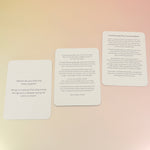 The contents of the Planet Grief Card Deck Bereavement Resource on a pink and yellow background.
