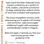 Information card about Lapis Lazuli with text and boho design elements.