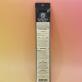 back of the pack of litha incense showcasing ingredients on an orange and pink background
