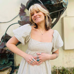 Striped Puff-Sleeve Maxi Dress