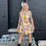 Floral Print Bubble Skirt Mini Dress
