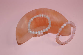 Peach Selenite Moon Bowl