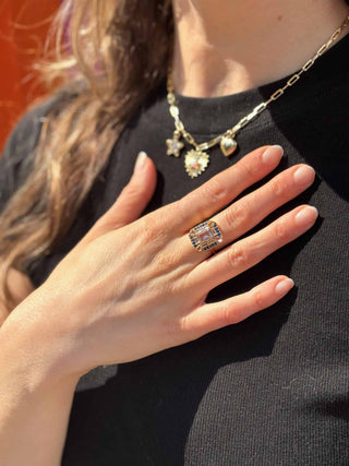 Sapphire Morganite Art Deco Ring