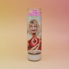 Ozzy Osbourne Prayer Candle with a printed design on a gradient background