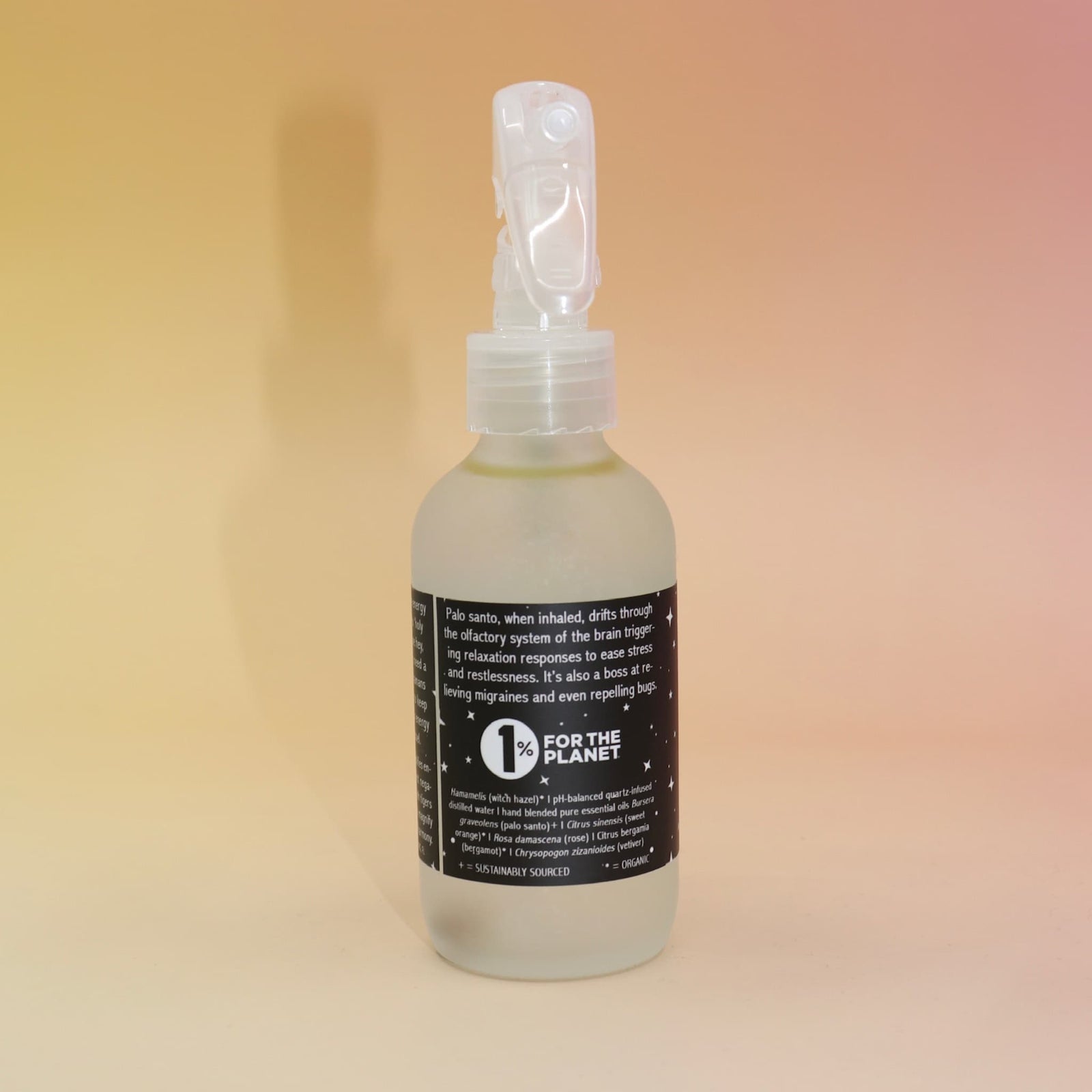 Clear bottle with a white cap on a gradient background