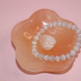 Peach Selenite Flower Bowls 10cm