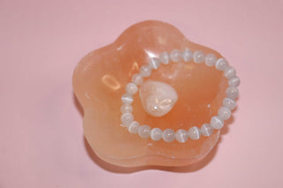 Peach Selenite Flower Bowls 10cm