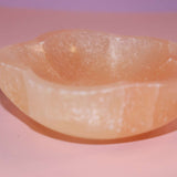 Peach Selenite Flower Bowls 10cm