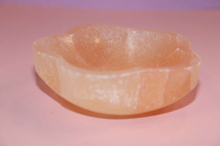 Peach Selenite Flower Bowls 10cm