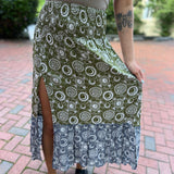 Someone wearing the Celestial Slit Ruffled Maxi Skirt.