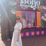 Short Sleeve White Lace Midi Dress