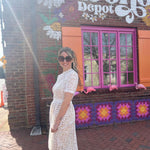 Short Sleeve White Lace Midi Dress