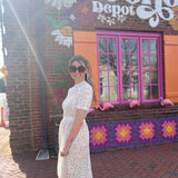 Short Sleeve White Lace Midi Dress