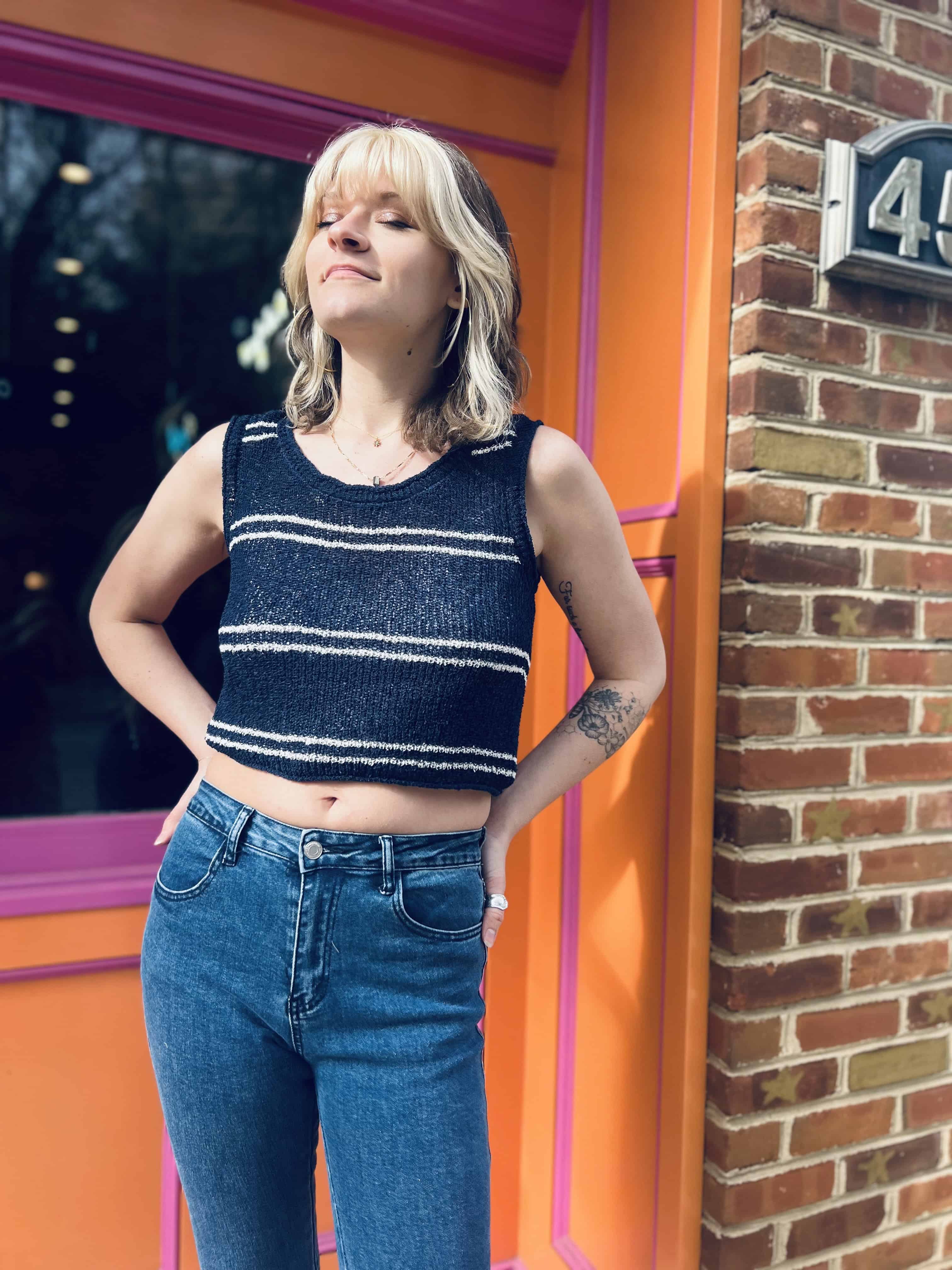 Knit Striped Sleeveless Tank