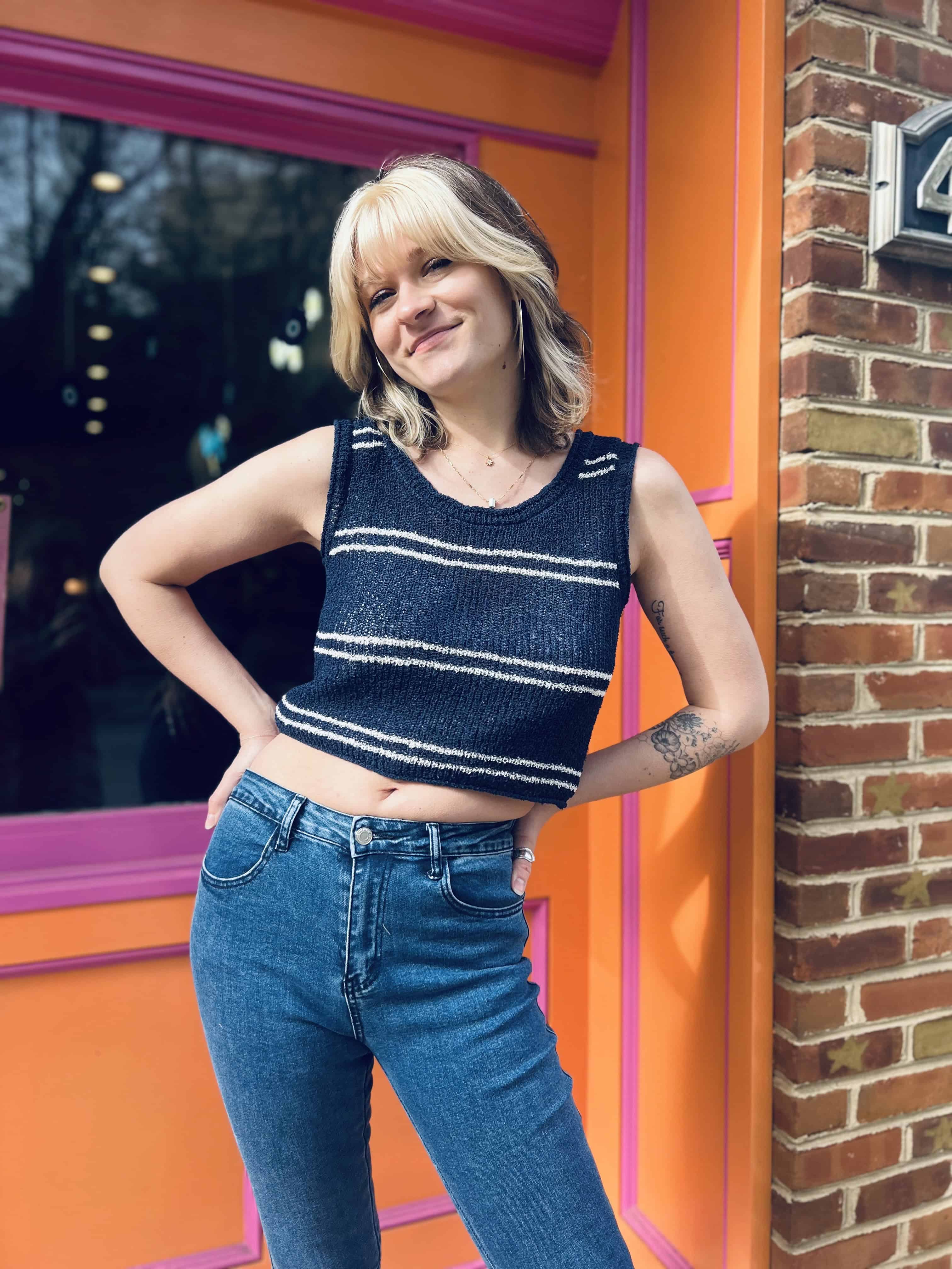 Knit Striped Sleeveless Tank