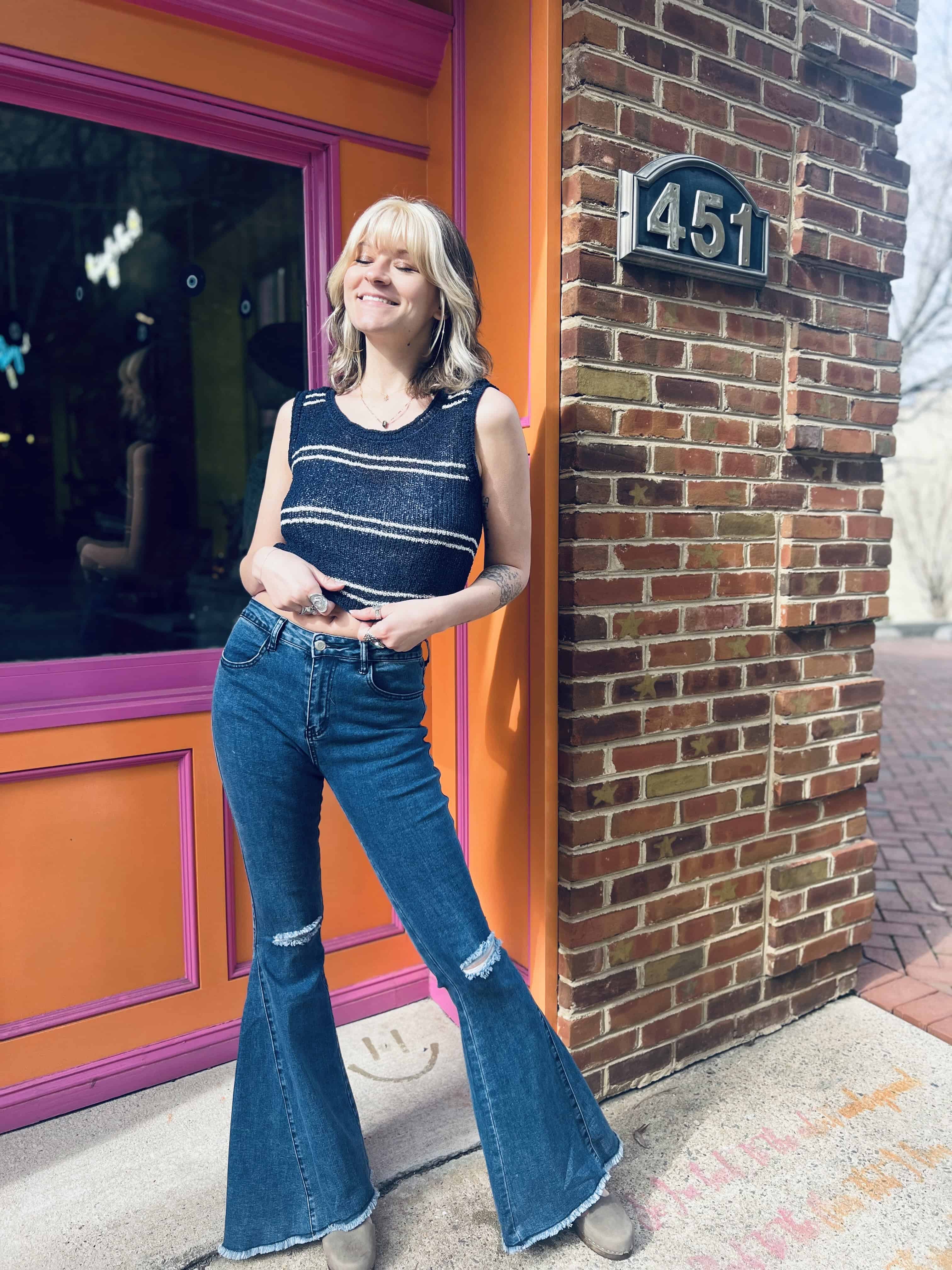 Knit Striped Sleeveless Tank