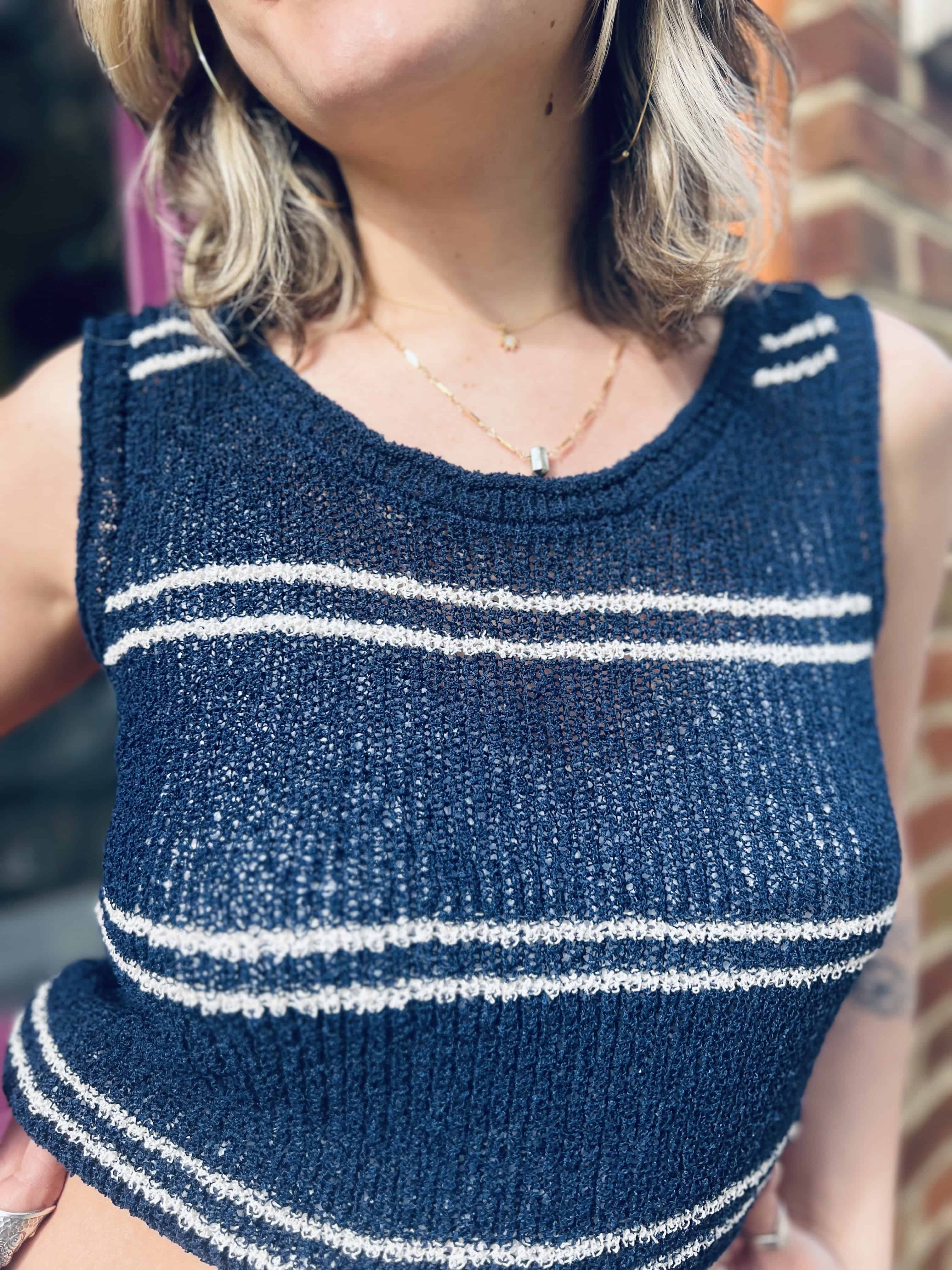 Knit Striped Sleeveless Tank