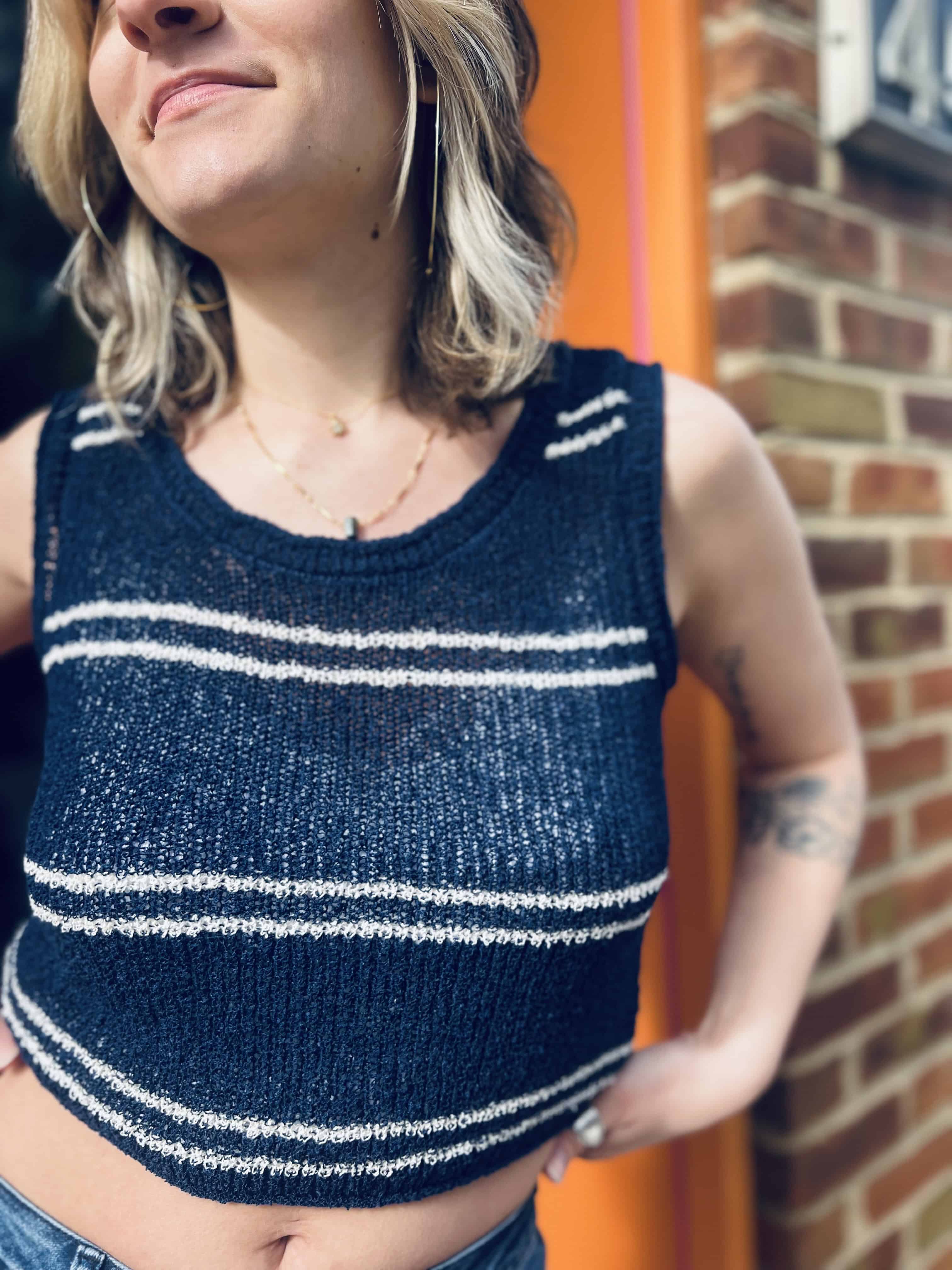 Knit Striped Sleeveless Tank
