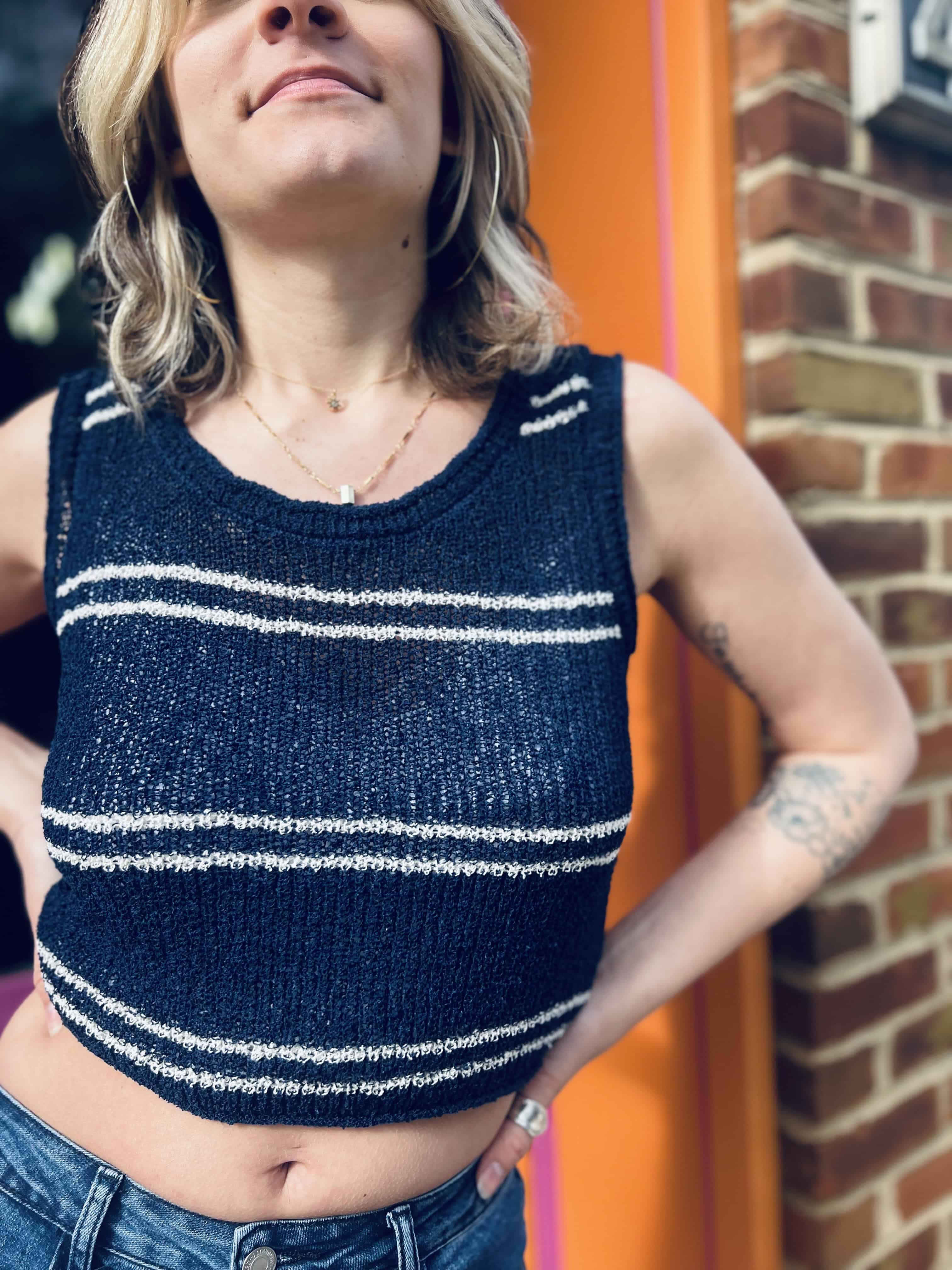 Knit Striped Sleeveless Tank