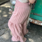 Someone wearing the mauve Smocking Waist Tier Wide Pants.